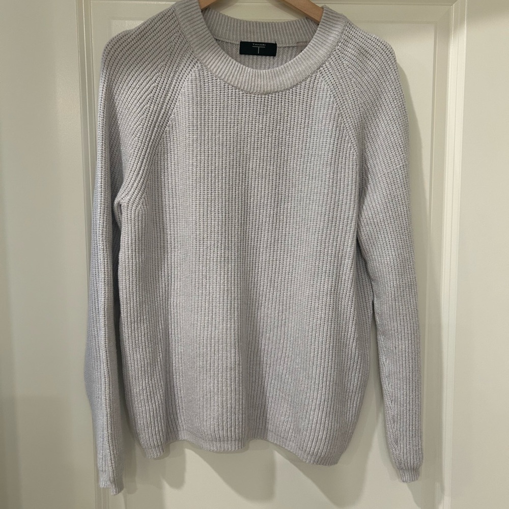 Tahari Crewneck Sweater in Soft Gray